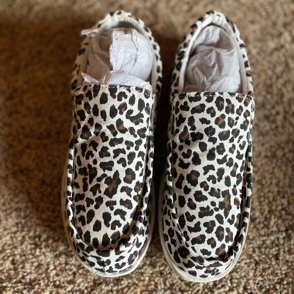 Brand new cheetah print slip on shoes
